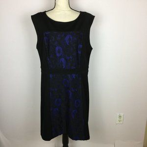 Loft Sheath Dress Size 14 Womans Black Blue Floral Lace Embroidered Sleeveless